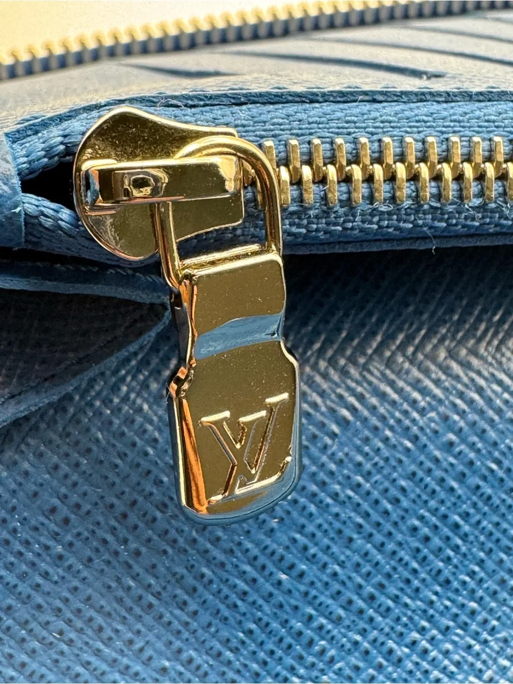 Authentic Louis Vuitton Blue Zip-Around Wallet